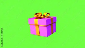 Elegant Unwrapping of a Gift Box with Ribbons and Bow: 4K Animation with Green Screen