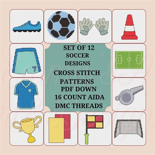 Soccer Cross Stitch Patterns Set, Sports Mini Designs, Gift for Football Fans, PDF - Etsy UK