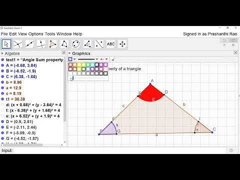 Class-119: Angle sum property of a triangle using Geogebra.