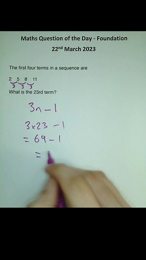 Foundation Maths Question: Working Out the 23rd Term in a Sequence
