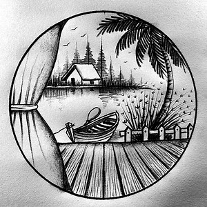 788K views · 3.1K reactions | Beautiful river window scenery drawing in circle #drawingsketch #circlescenery | Md. Takbir Hossain | Facebook