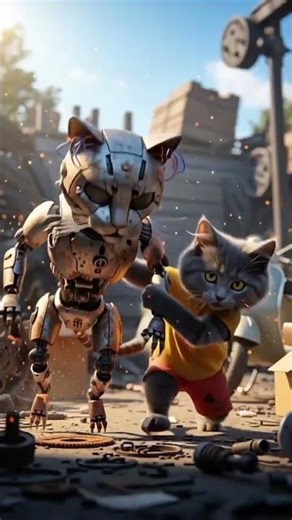 The Gray Cat and His Paper Tiger: From Laughter to Glory | Epic AI Racing Story #cat #animation