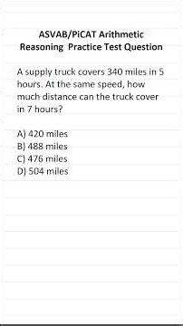 ASVAB/PiCAT Arithmetic Reasoning Practice Test Question: Distance, Rate, and Time (d = rt)