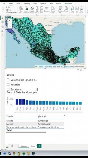 Power Bi mapa Mexico municipios y estados #powerbi #map #power #excel #mapping #mexico