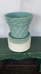 Vintage Mccoy Pottery Quilted Planter With Attached Saucer in Blue - Etsy