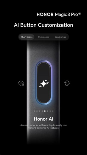 HONOR Malaysia on Instagram: "Your shortcut to smarter living 🪄 The HONOR Magic8 Pro introduces the AI Button—a single key that unlocks a world of possibilities ✨ ✅ Long Press: Instant access to your AI function portals ✅ Double-Tap: Activate camera Or customize your own "Magic Tricks". Check out the video to view more. Experience the ultimate freedom of control 🔮 #HONORMalaysia #HONORMagic8Pro #HONORMagic8ProMY"