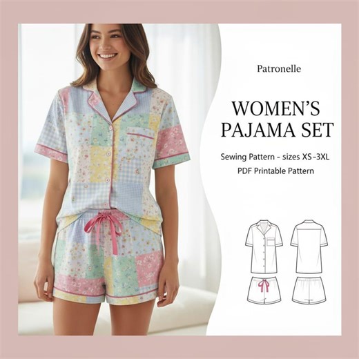 Pajama Set Sewing Pattern | Top   Shorts or Pants | Sizes XS–3XL | Pdfdownload | Beginner Friendly - Etsy Australia