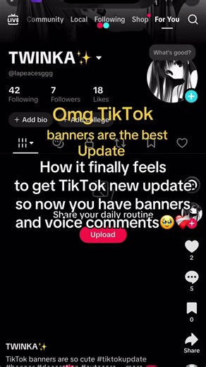 How it feels to get TikTok new update with banners and voice comments
