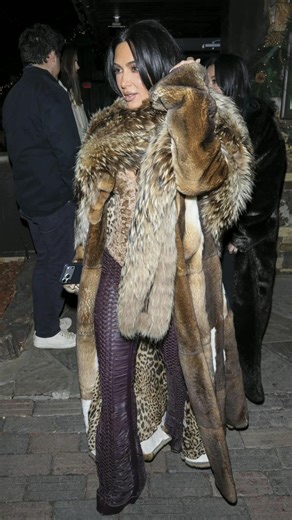 Kim Kardashian heats up Aspen in velvet corset and lace-up leather pants #shorts