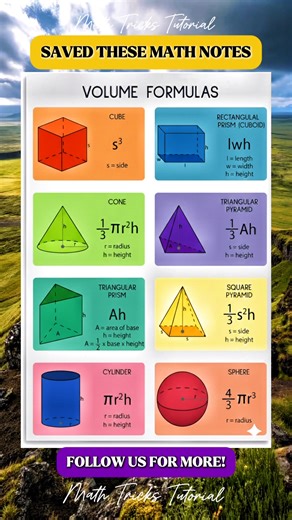 27K views · 242 reactions | Volume Formula Math Notes | Math Tricks Tutorial | Facebook
