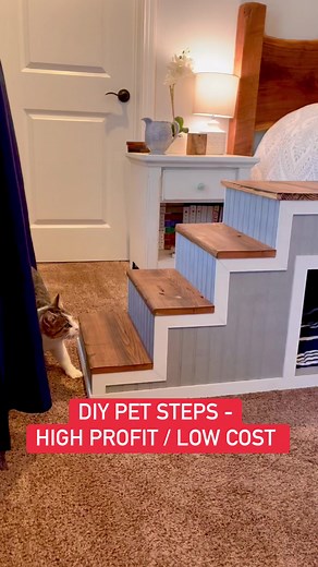 13K views · 143 reactions | DIY Pet Steps - High Profit / Low Cost - MakeMoney Woodworking. Pet steps with built in opening for a pet bed, litterbox, or simply toy storage! #petsteps #diypet #animallover #pet #dog #cat #diy #build #cute #petsoffb #reels #love #woodproject #letsdothis #makemoney #peech | Matthew Peech Woodworking And DIY | Facebook