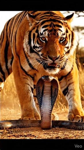 King cobra attacks tiger #wildlife #shorts