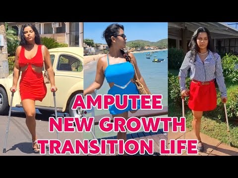 Amputee lady adaptive crutches user | exploring new transition life