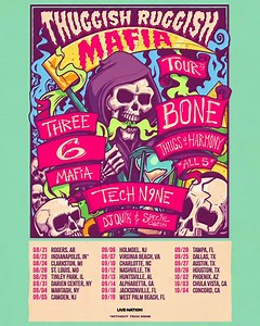 💥The Thuggish-Ruggish-Mafia Tour💥 30 Years of 🦴 @btnhlive W/ @three6mafia , @therealtechn9ne & @djquik 🎤🔥 We couldn’t have made it without YOU — so this tour is a celebration for ALL of us! 🎉 🎫Pre-Sale THIS Thursday, June 12th @ 10AM Pre-Sale Code: THUGGISH MAFIA 🎫On Sale THIS Friday, June 13th @ 10AM 🎟️ Tickets at Ticketmaster 🎟️ | Bone Thugs-N-Harmony