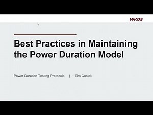 Best Practices in Maintaining the Power Duration Model
