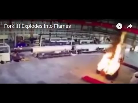 Forklift Explodes Into Flames