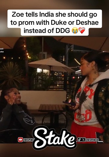 Zoe tells India she should go to prom with Duke or Deshae instead of DDG 😭❤️‍🩹 #zoespencer #indialove #dukedennis #fypシ゚viral #viral #trending #fouryoupage #fyppppppppppppppppppppppp @Zoe Spencer @Indialove @Deshae Frost