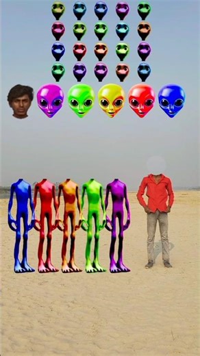 purple, green, yellow, red,& blue alien dancing and headmatching gamemagical video #funny #short