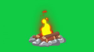 Download Campfire, bonfire loop animation motion graphic isolated on green screen background for free