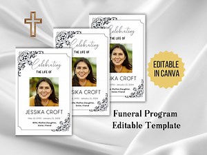 Funeral Program Template Editable in Canva Memorial Template Editable in Canva Celebration of Life in Loving Memory Customizable Template - Etsy