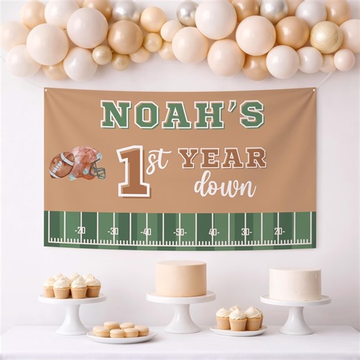 Football 1st Birthday Banner Template | Editable Canva, 60x36 (Digital Download)