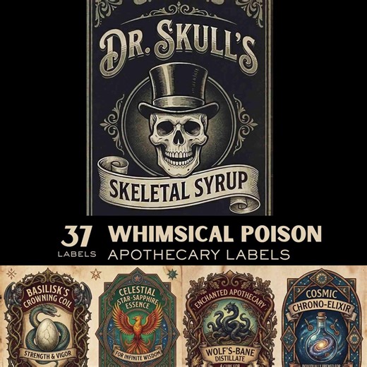 Whimsical Poison Labels – Printable Dark Academia Apothecary Labels, Junk Journal Kit - Etsy