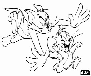 Tom chases Jerry coloring page printable game