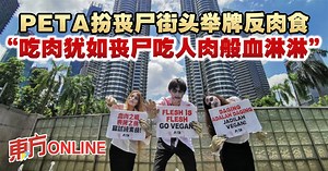 PETA扮丧尸街头举牌反肉食　“吃肉犹如丧尸吃人肉般血淋淋” | 国内