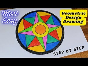 Most Easy Geometrical Design Drawing In Circle _ Geometric Patterns Drawing