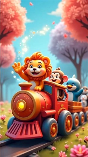 🚂 Funny Lion Driving a Train with Dolphin & Dog | 2025 Cartoon Adventure | Laugh& Fun Animation#cat