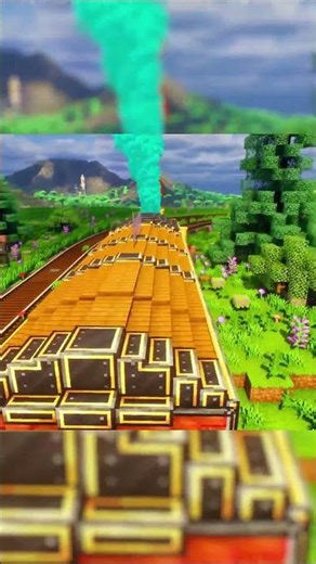 Minecraft train with Create mods, Create: Steam 'n' Rails, Copycats+, Railways Navigator.