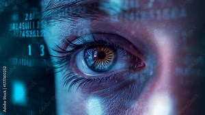 Receiving code streams, right eye scanning holographic display for analysis while blinking in lab