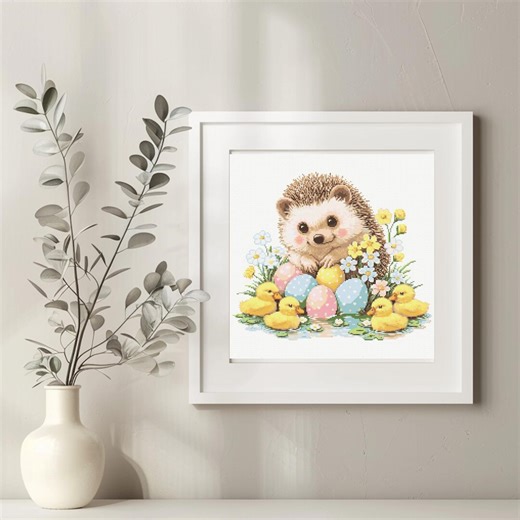 Hedgehog Cross Stitch Pattern Instant PDF Download - Easter Hedgehog Watercolor Cross Stitch Hand Embroidery Easter Ducklings Eggs Pattern - Etsy UK