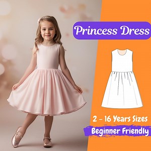 Girls Prom Dress PDF Sewing Pattern Sleeveless Kids Dress Pattern Summer Gathered Party Dress PDF Pattern for 2 - 16 Years Beginner Pattern - Etsy