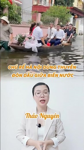 Hanoi groom uses boat to pick up bride in the middle of the sea