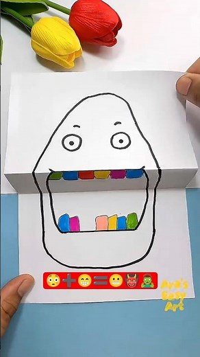 ⁠😳➕😁🟰😬 Creative Folding Surprise Drawing ‪@ArasEasyArt‬ #ytshorts #diy #viral