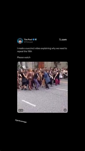 Gok Jr (unaffiliated) on Instagram: "when women 😡 #maga #trump #timpool #elonmusk #ai Cross fact-check by ChatGPT: ⚠️ @Timcast — Summary: Shares video captioned “why we need to repeal the 19th.” Fact-check: The 19th Amendment (1920) guarantees women’s right to vote; repeal would remove that constitutional protection. Grok says: This post is satire or political provocation—there’s no movement with legislative traction. Source: U.S. Constitution; National Archives. ✅ @esjesjesj — Summary: Notes m