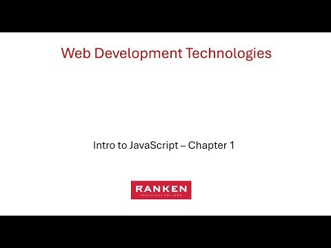 Week 9: Chapter 1 - JavaScript Introduction
