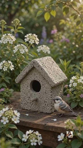 Amazing Stone Effect Birdhouse Using Cement & Peat Moss