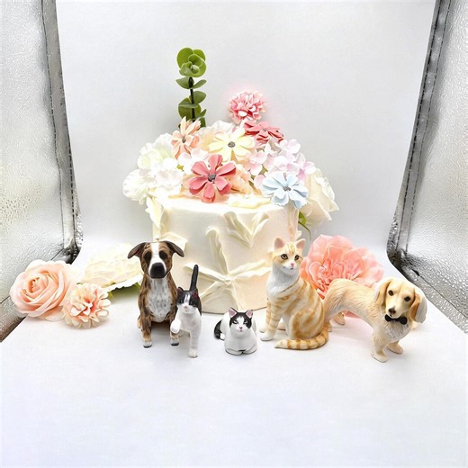Hand-sculpted Polymer Clay Pet Cake Toppers, Custom Dog Cat Figurines - Etsy