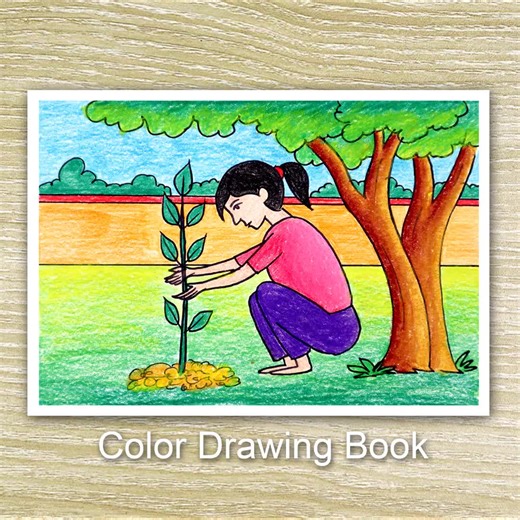 Tree Plantation Drawing Tutorial for Beginners