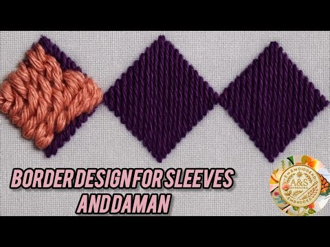 Unique Shining Stitches |Day 21| Diamond border Pattern for daman and sleeves #diamond #embroidery