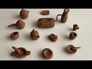 Amazing technique make handmade kitchen set with clay | miniature clay kitchen set | kitchen tools🍽️