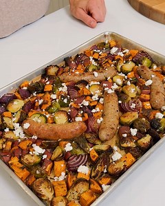 *SHEET PAN SAUSAGE* - PRINT the recipe: https://www.wyseguide.com/sheet-pan-sausage/ If you’re looking for an easy weeknight sheet pan meal, then this sausage and roasted vegetable recipe is the one! It’s fast to put together, and everything roasts on one sheet pan. Plus, there’s a quick vinaigrette that can be drizzled over the top when done! INGREDIENTS - 1 lb Brussels sprouts, trimmed and cut in half - 2 lb sweet potatoes, cut in 1/2-inch cubes - 1 red onion sliced - 1 tbsp fresh minced sage 