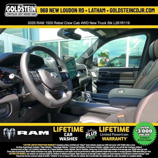 2026 RAM 1500 Rebel Crew Cab 4WD New Truck Stk L261R119