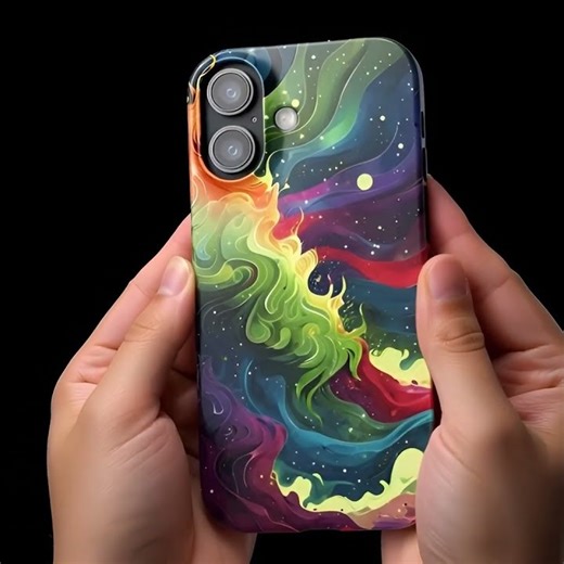Cosmic Rainbow Nebula iPhone Case – Colorful Abstract Galaxy Phone Cover