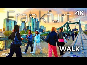 Frankfurt Skyline Walk – Golden Hour, River Views & Night Reflections [4K – Binaural Sound]
