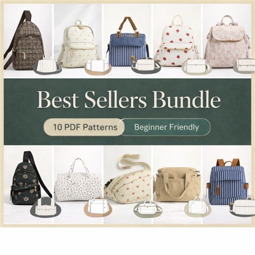 Bag Sewing Pattern Bundle PDF | 10 Best Selling Bags | Beginner Friendly Easy Bag Patterns | Instant Download - Etsy