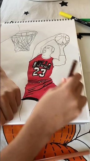 How to draw Michael Jordan dunking