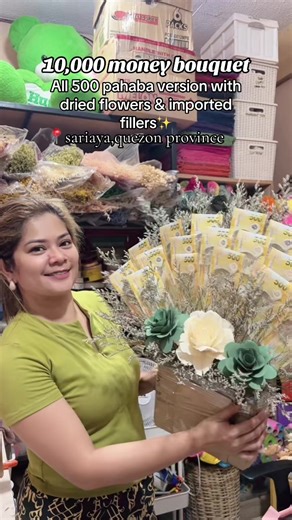 10,000 money bouquet, all 500 pahaba version with dried flowers & imported fillers✨☺️💐#bouquet #giftideas #gift #surprise #moneybouquet